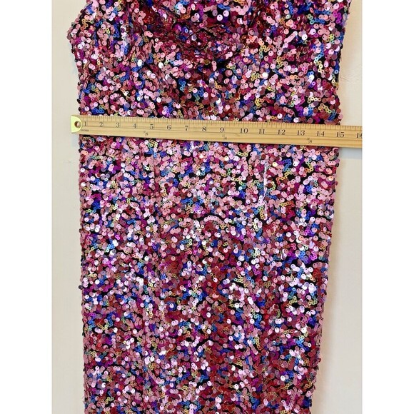 JULES AND CLEO Cowl Neck Allover Sequin Dress with Slit luxury formal size 10 - Picture 9 of 13